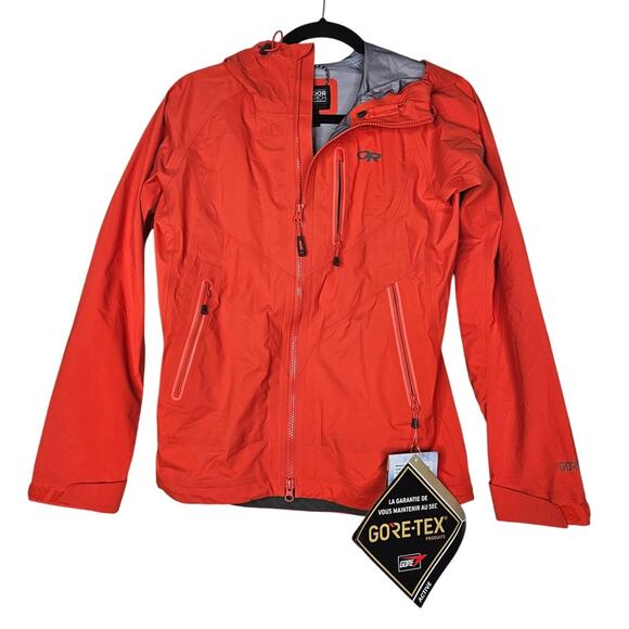 NEW Outdoor Research XS Optimizer Jacket Orange Rain Hiking Outdoor Gorpcore - Picture 1 of 6